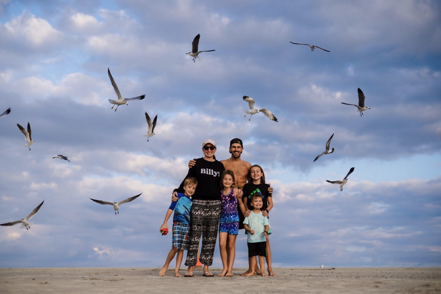 The Johnson family on the beach